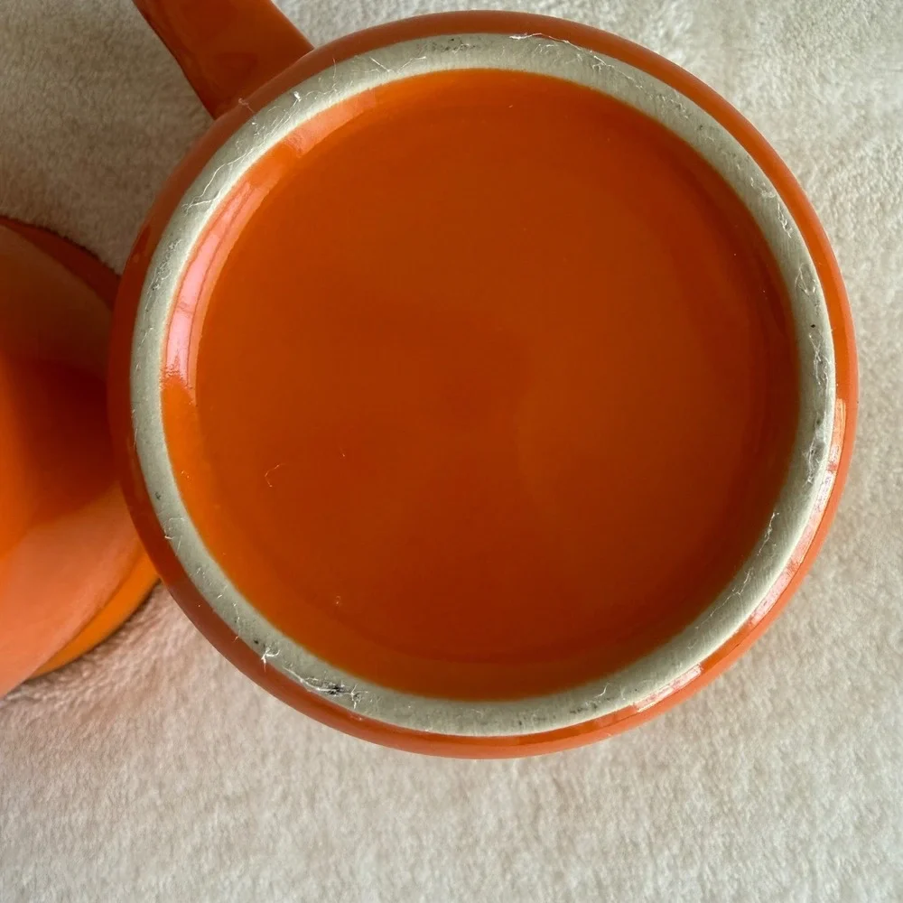 Set of 2‎ BULLEIT Whiskey Bourbon Ceramic Orange Mug Cups Coffee Hot Toddy Cup
